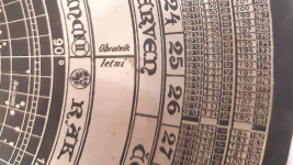 Detail ciferníku s kalendářovými údaji